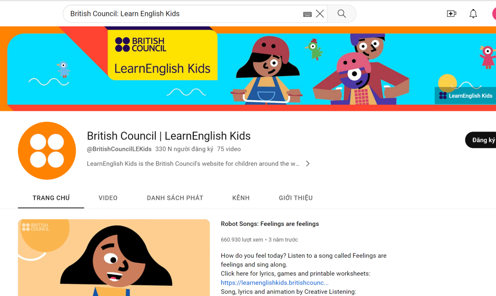 kênh youtube tiếng anh - British Council: Learn English Kids