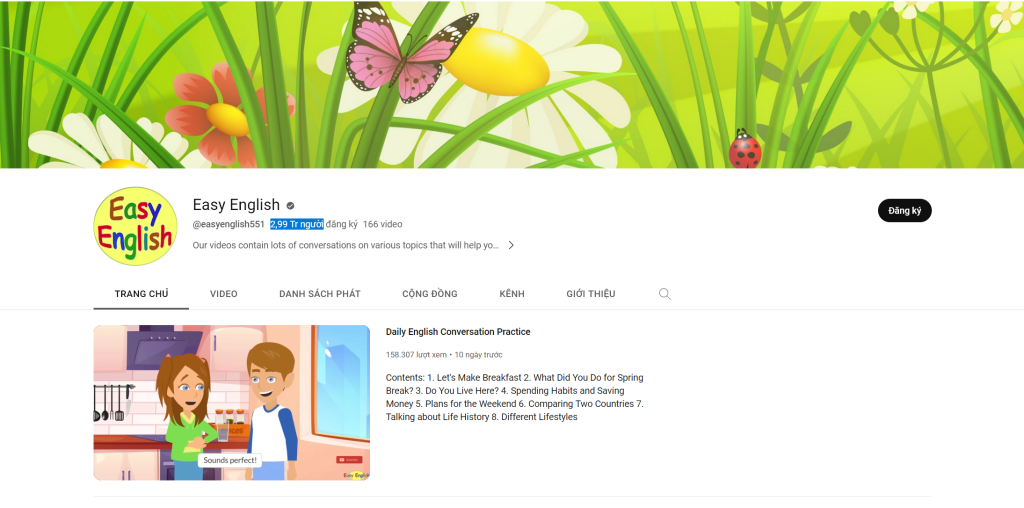 kênh youtube tiếng anh - easy english