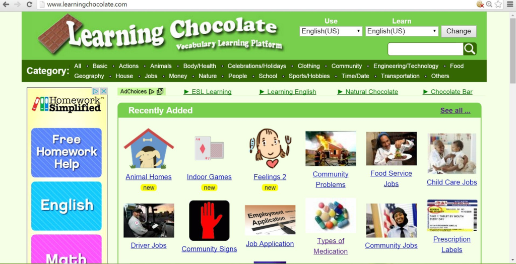 học tiếng anh trẻ em online miễn phí Learning Chocolate