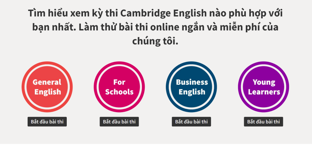 kiểm tra tiếng anh trực tuyến Cambridge English Test