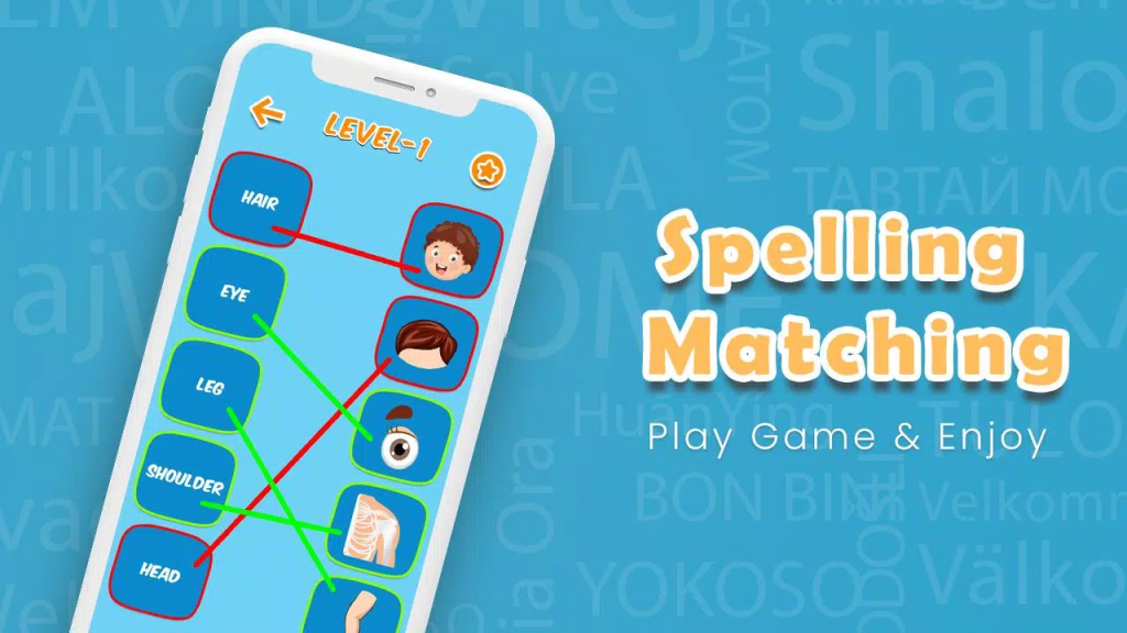 Kids Spelling Matching Game cho bé vừa học từ vựng vừa giải trí