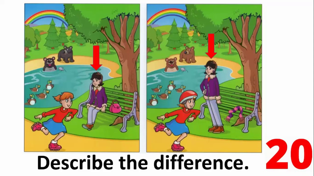 Bé được yêu cầu tìm điểm khác biệt giữa 2 bức tranh trong phần thi đầu tiên