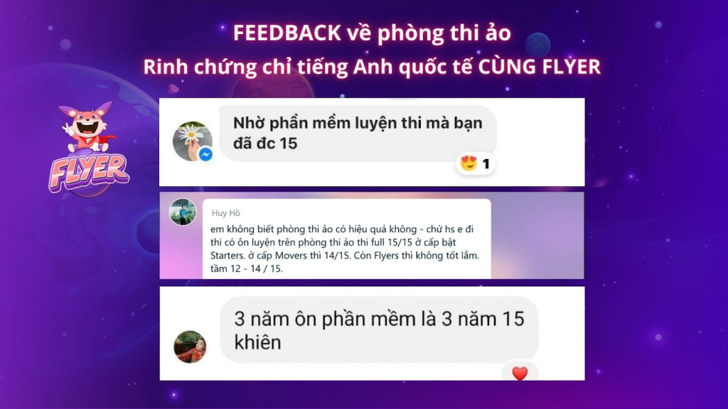 đánh giá phòng thi ảo FLYER từ phụ huynh