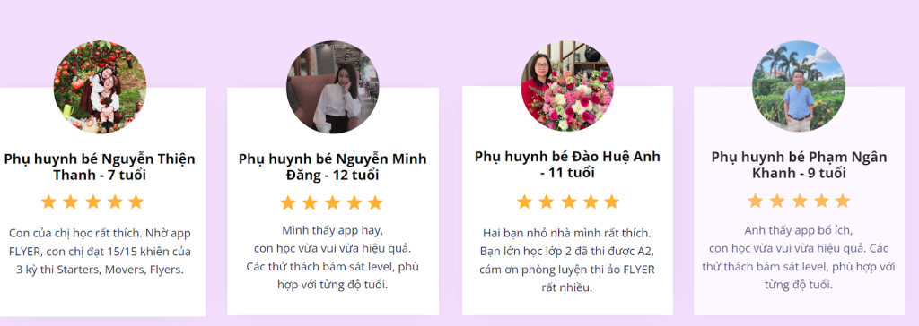 đánh giá phòng thi ảo FLYER từ phụ huynh