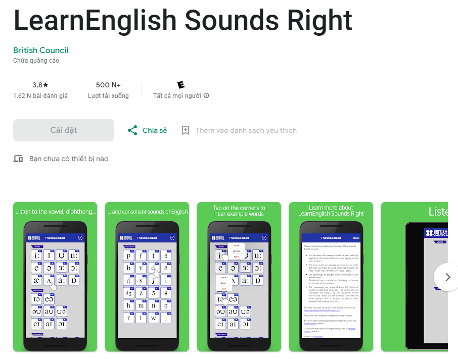 Ứng dụng LearnEnglish Sounds Right