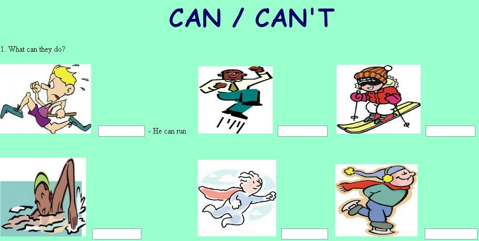 Bài tập cho bé luyện tập cách dùng và phát âm “can” và “can’t”