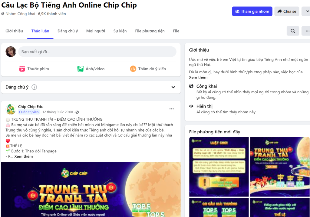 Câu lạc bộ tiếng Anh online Chip Chip giúp bé tự tin giao tiếp