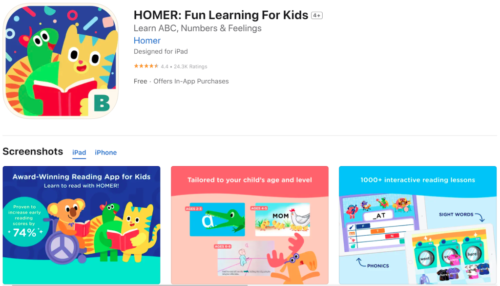 Ứng dụng HOMER: Fun Learning For Kids