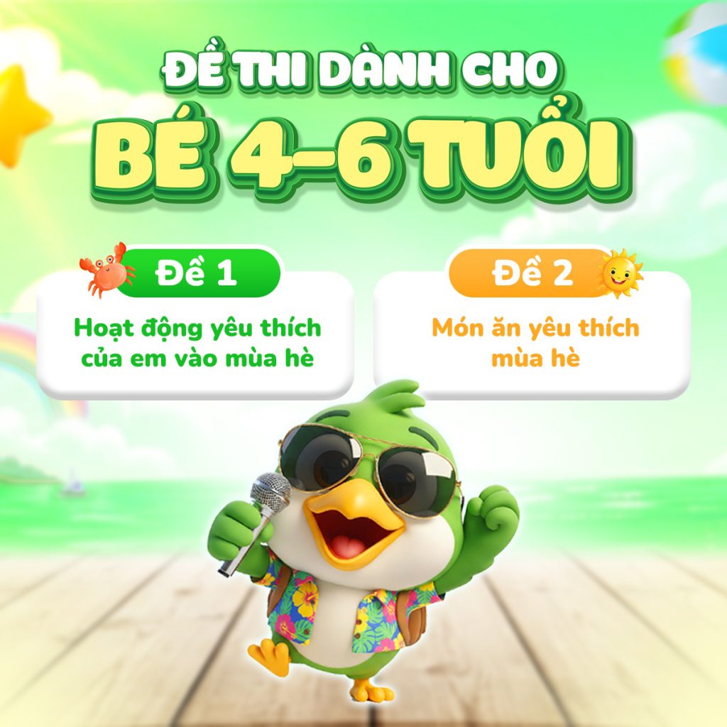 Nhóm đề thi thuyết trình tiếng Anh cho bé 4-6 tuổi