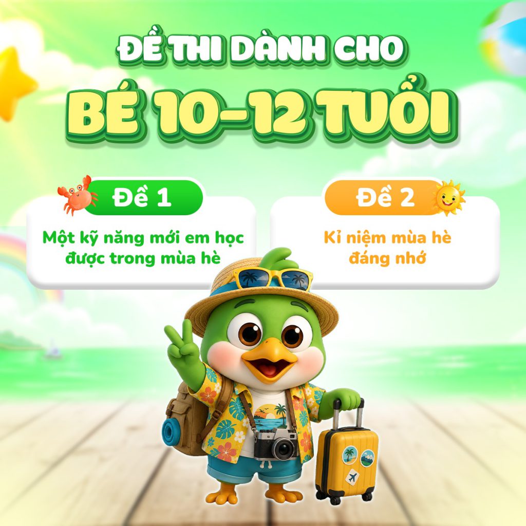 Nhóm đề thi thuyết trình tiếng Anh cho bé 10-12 tuổi