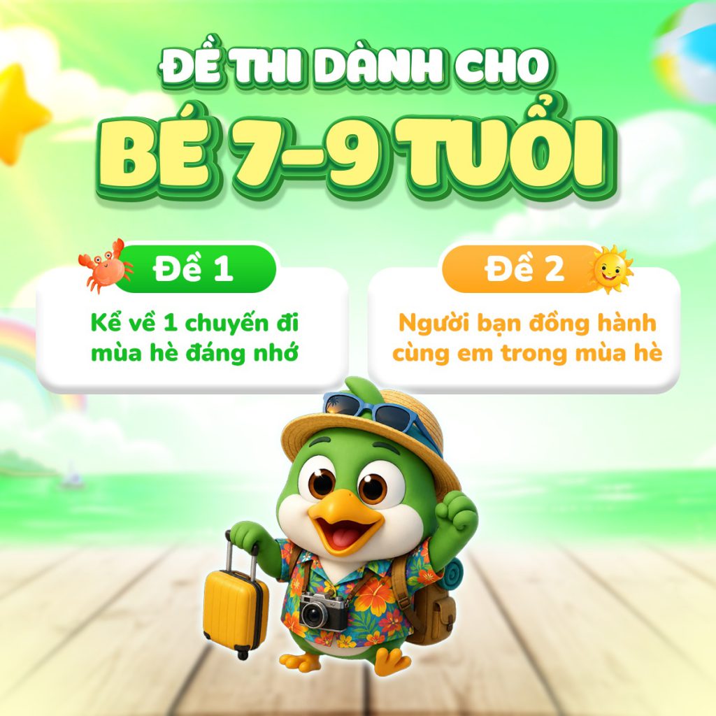 Nhóm đề thi thuyết trình tiếng Anh cho bé 7-9 tuổi