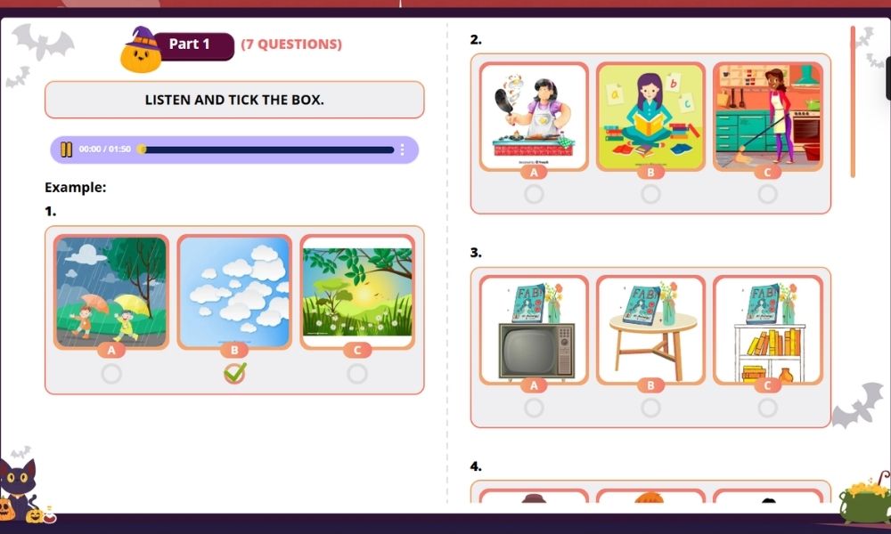 phòng thi ảo cho bé luyện flyers